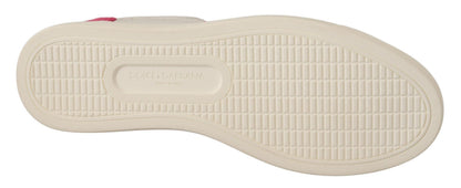 Dolce & Gabbana White Pink Leather Low Top Sneakers