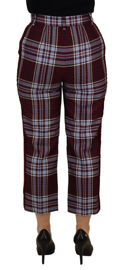 Dolce & Gabbana Grey Checked High Waist Cropped Trouser Pants