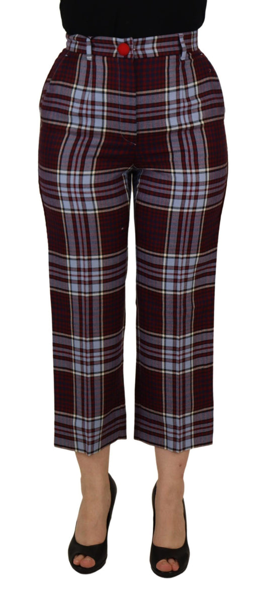 Dolce & Gabbana Grey Checked High Waist Cropped Trouser Pants