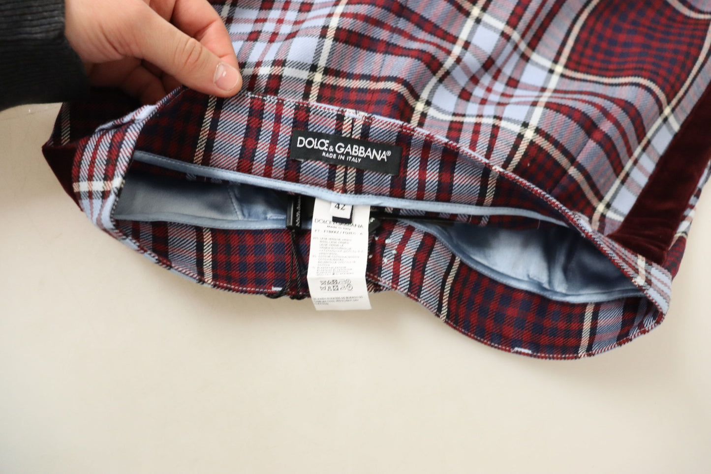 Dolce & Gabbana Grey Checked High Waist Cropped Trouser Pants