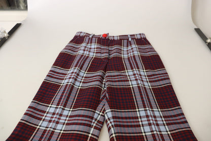Dolce & Gabbana Grey Checked High Waist Cropped Trouser Pants