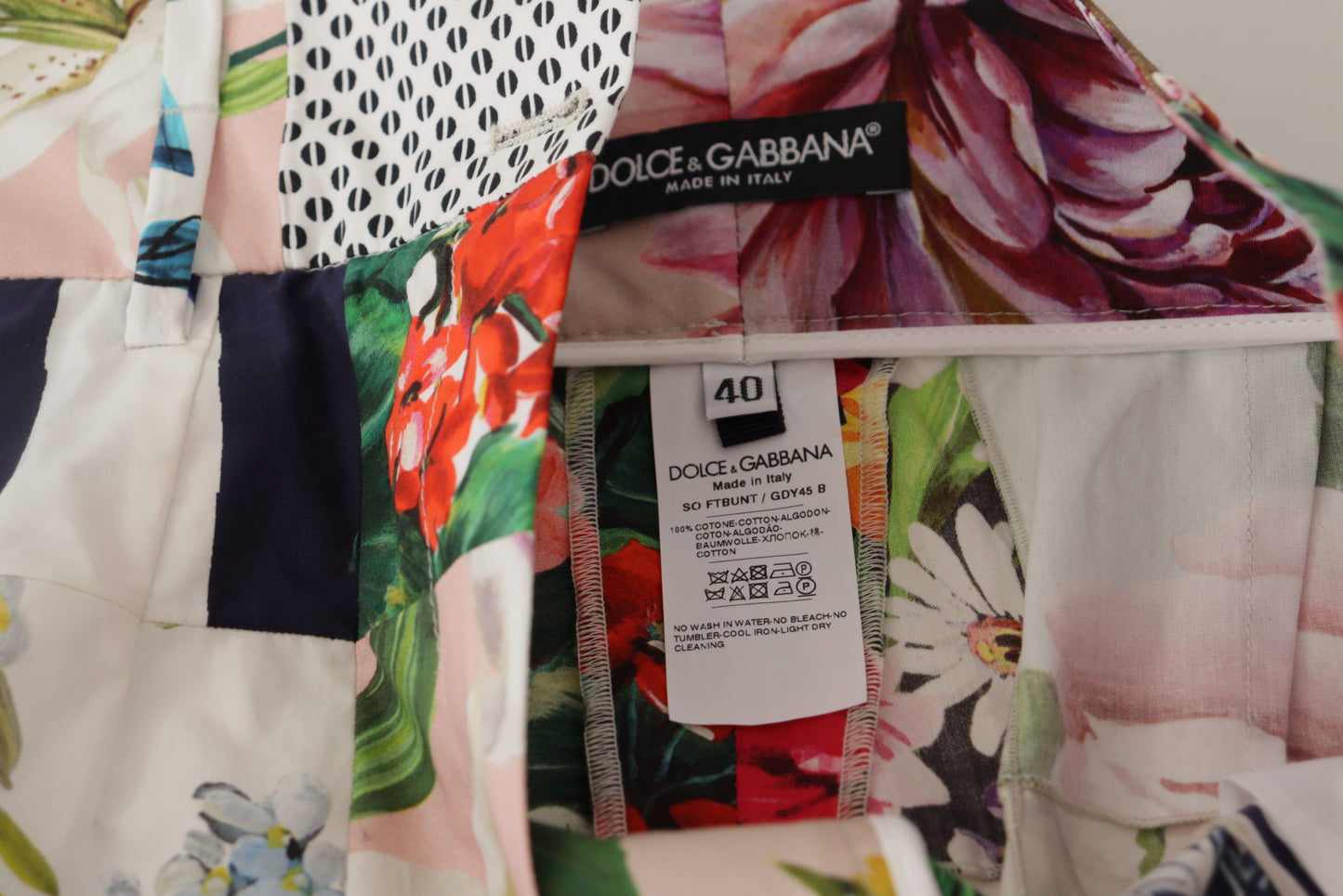 Dolce & Gabbana Multicolour Patchwork High Waist Cotton Shorts