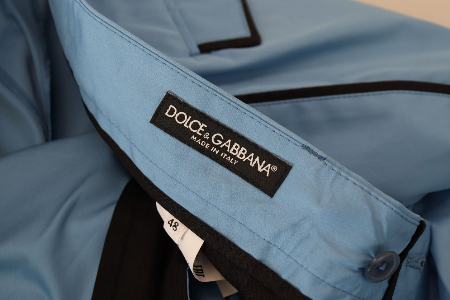 Dolce & Gabbana Men's Blue Cotton Silk Trousers Chinos Pants