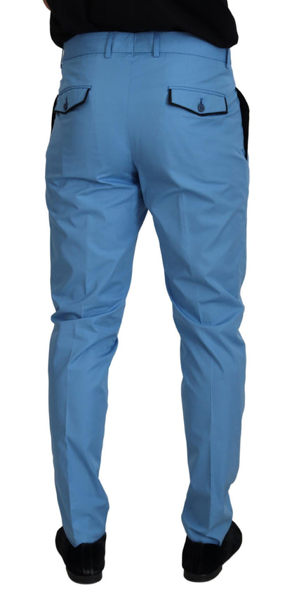 Dolce & Gabbana Men's Blue Cotton Silk Trousers Chinos Pants