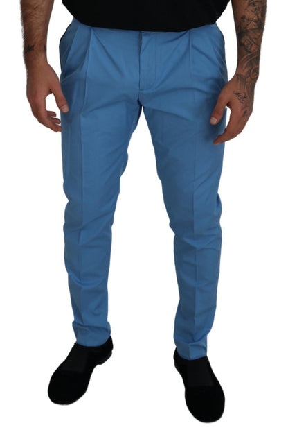Dolce & Gabbana Men's Blue Cotton Silk Trousers Chinos Pants
