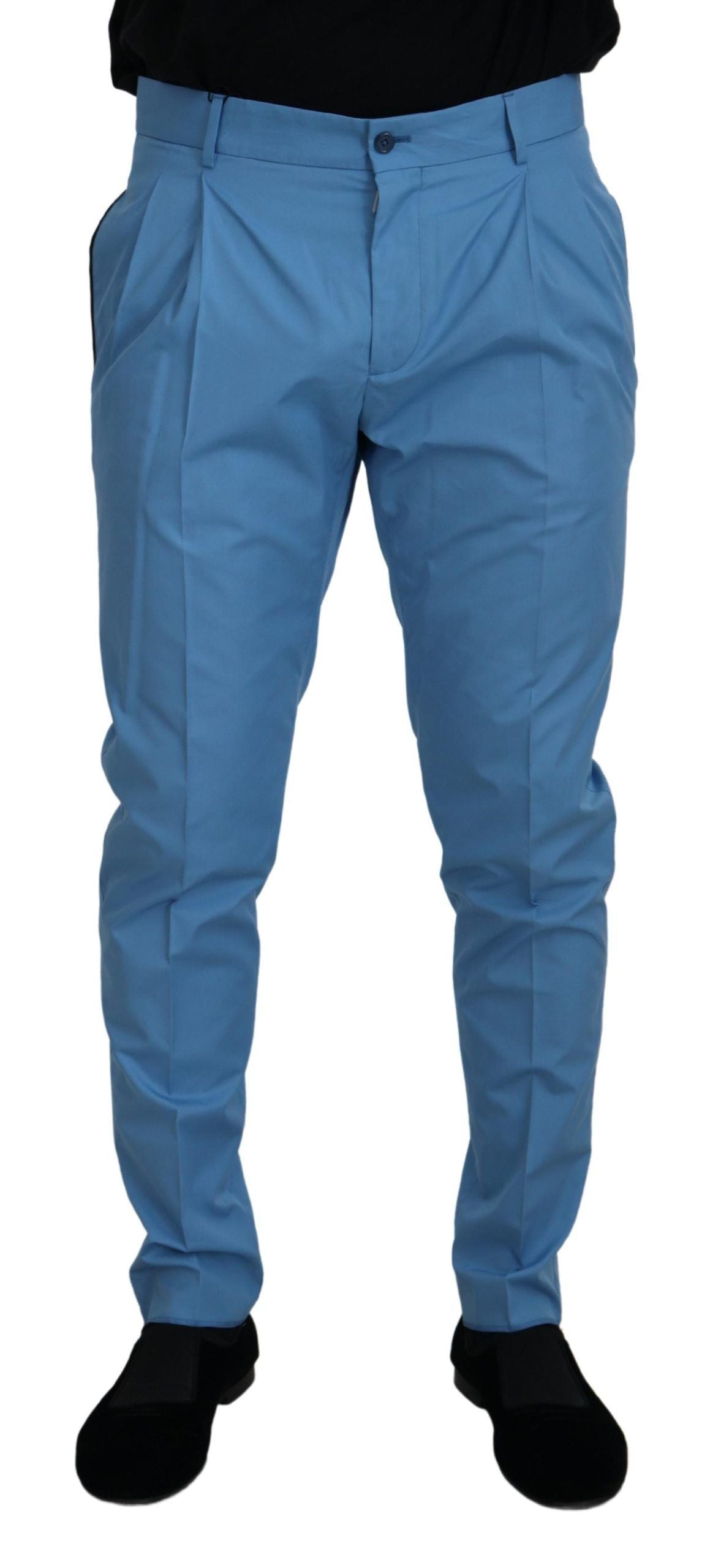 Dolce & Gabbana Men's Blue Cotton Silk Trousers Chinos Pants