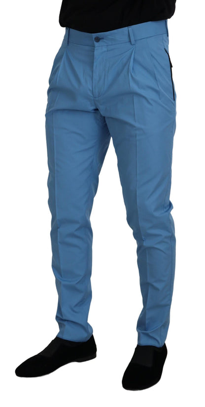 Dolce & Gabbana Men's Blue Cotton Silk Trousers Chinos Pants