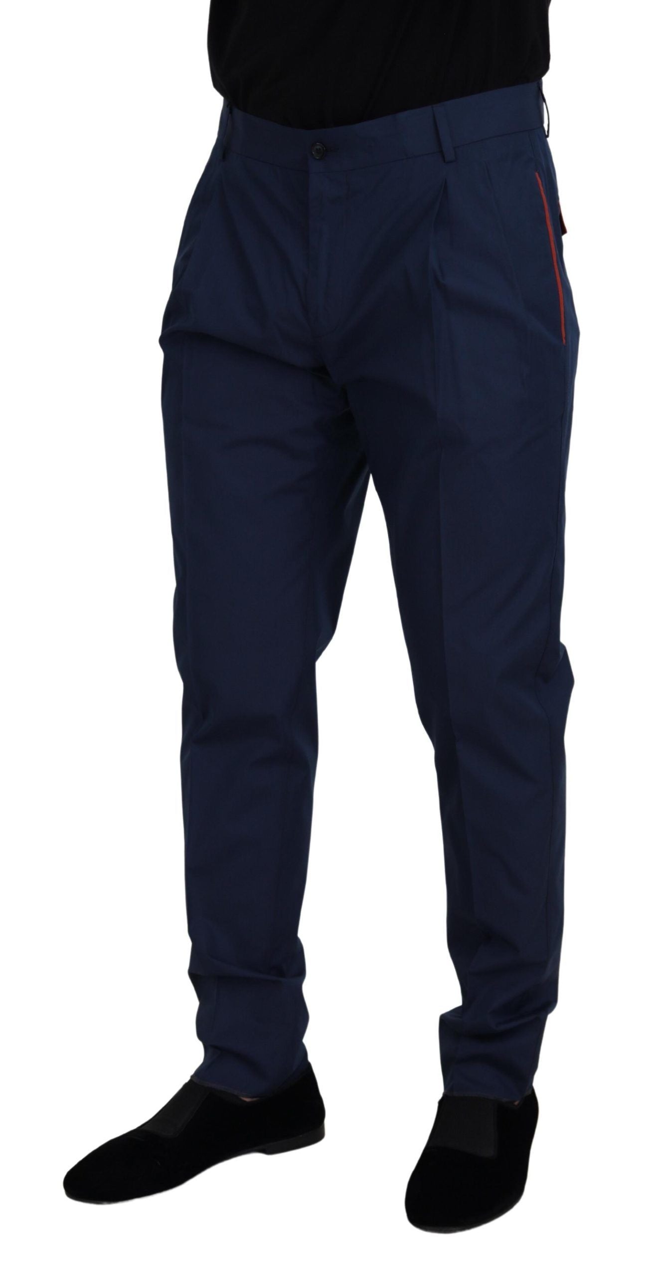 Dolce & Gabbana Men's Blue Cotton Silk Trousers Chinos Pants