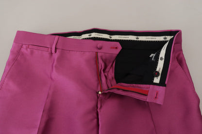 Dolce & Gabbana Pink Silk Slim Trousers Dress Formal Pants
