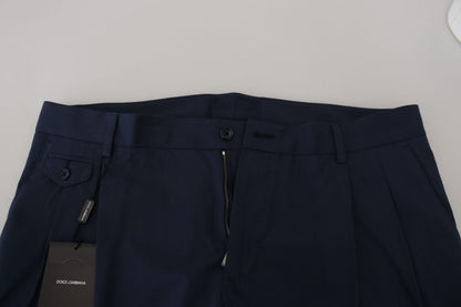 Dolce & Gabbana Blue Cotton Slim Trousers Chinos Pants