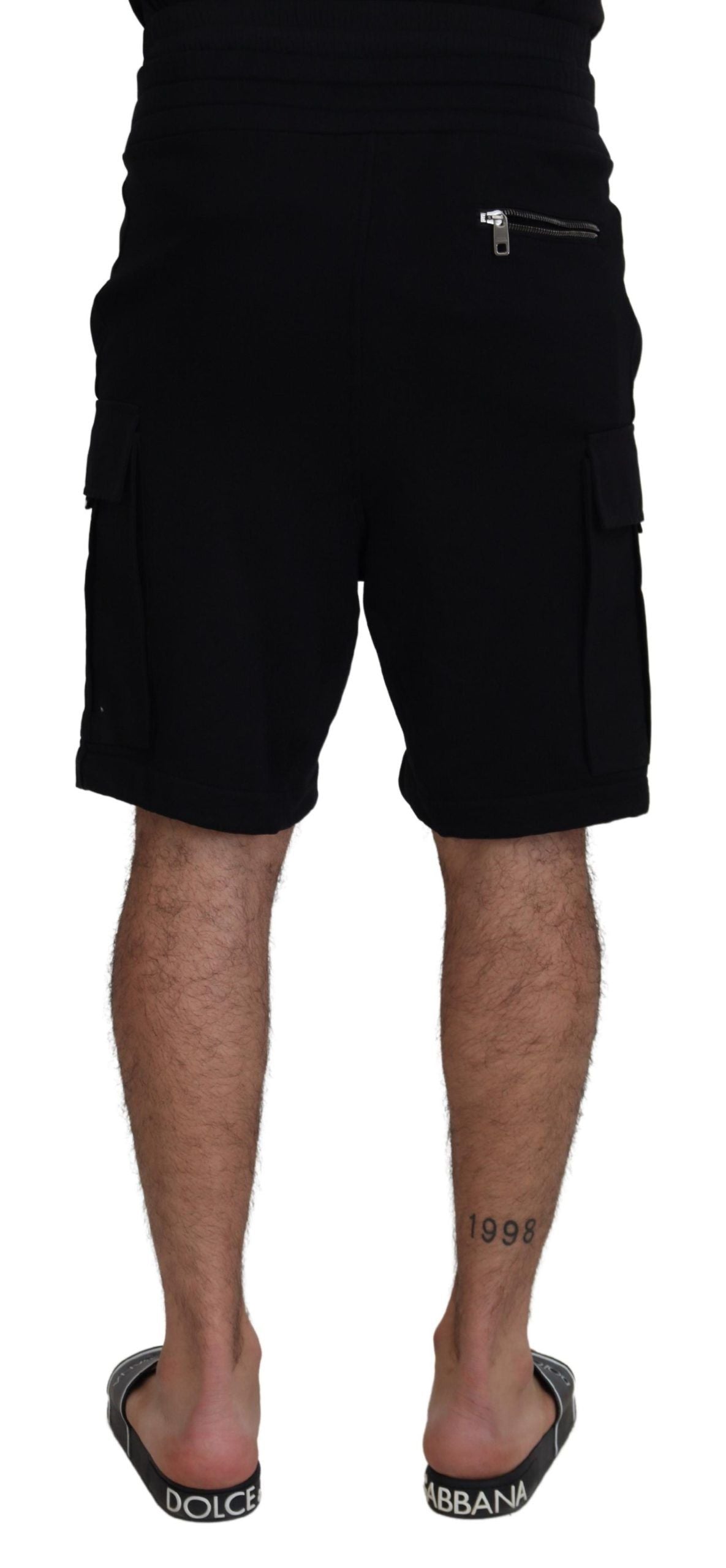 Dolce & Gabbana Men's Black Cotton Bermuda Cargo Shorts