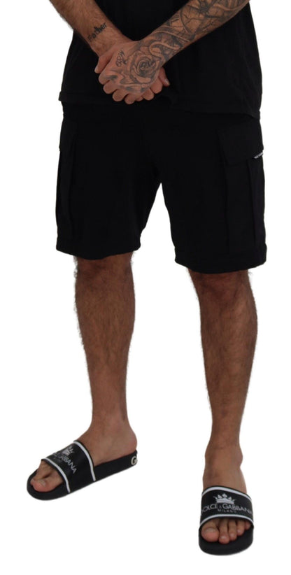 Dolce & Gabbana Men's Black Cotton Bermuda Cargo Shorts