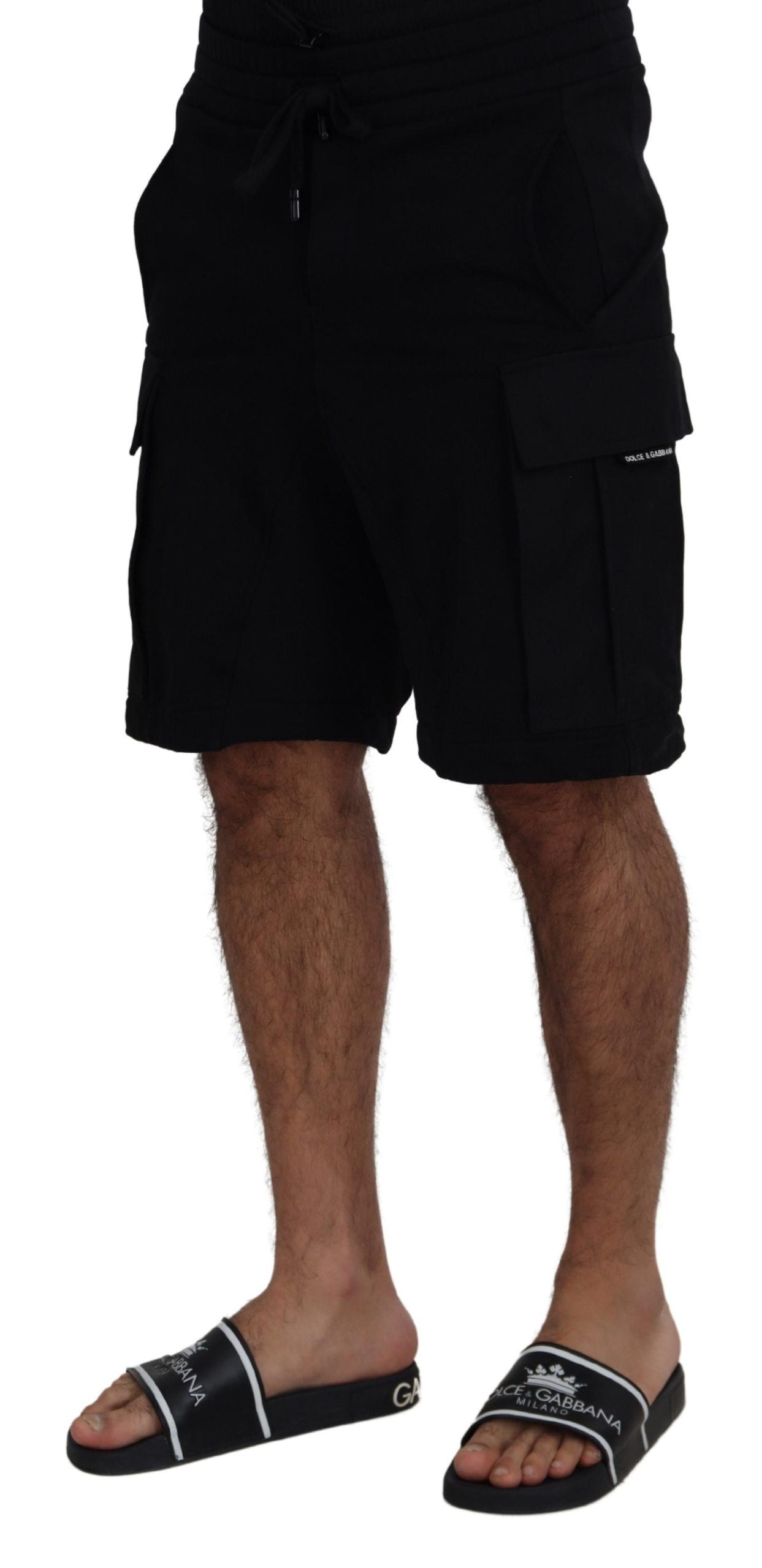 Dolce & Gabbana Men's Black Cotton Bermuda Cargo Shorts