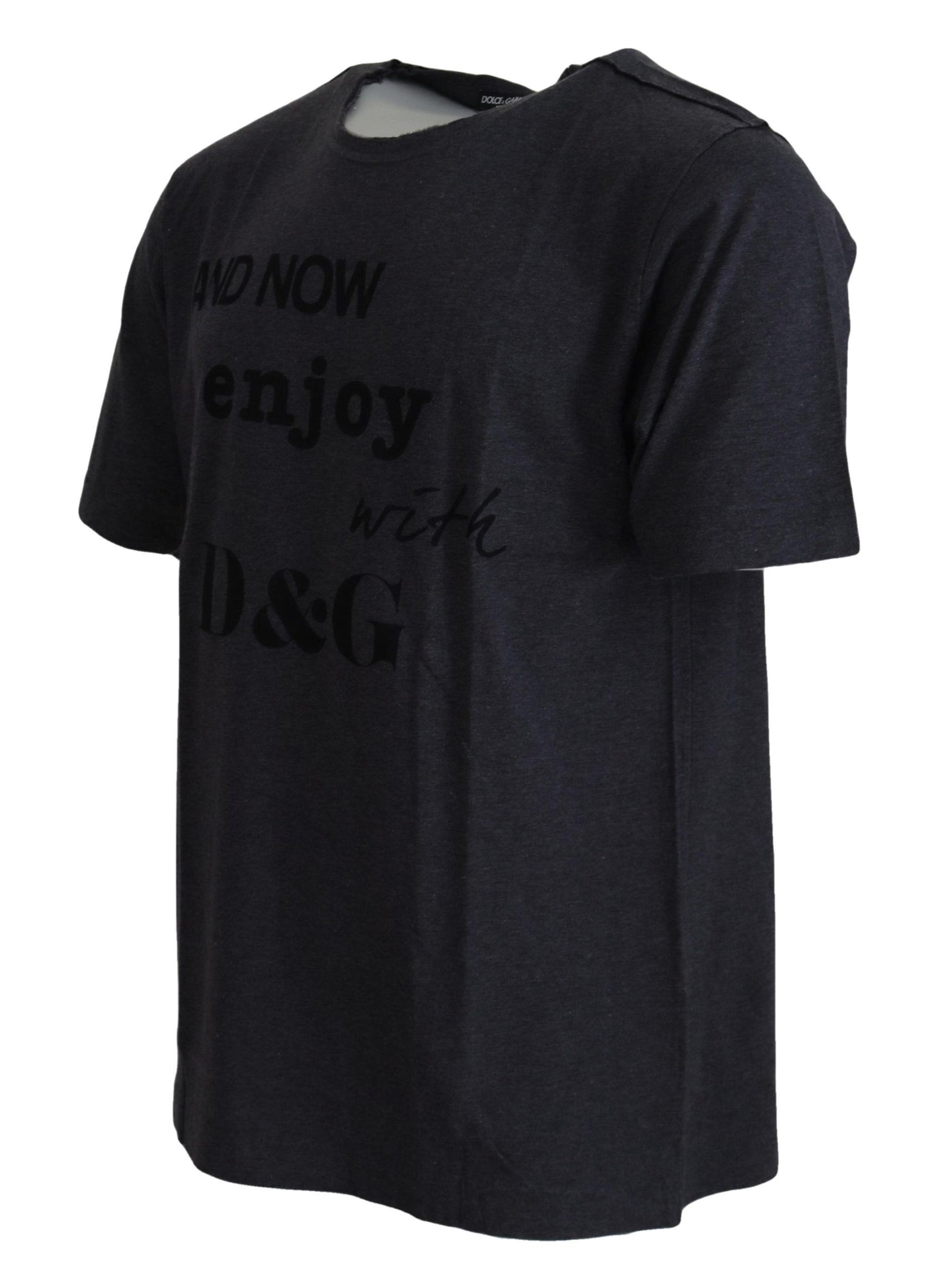 Dolce & Gabbana Grey Crewneck Cotton Short Sleeve  T-shirt