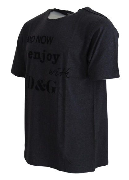 Dolce & Gabbana Grey Crewneck Cotton Short Sleeve  T-shirt