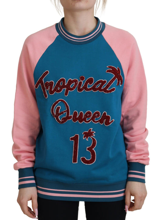 Sweater by Dolce & Gabbana for women in cotton blue & pink showcases a downtown chic silhouette, artfully finished with a downtown chic and for a sophisticated, high-end look.