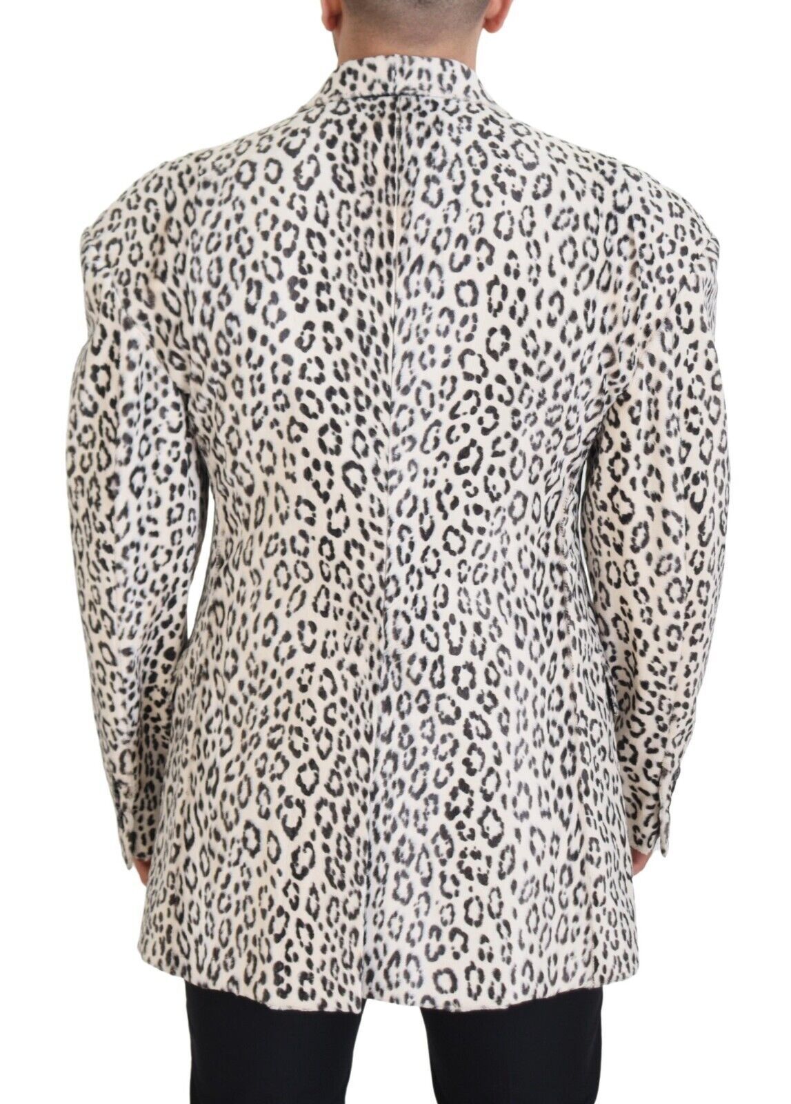 Dolce & Gabbana Men's White Leopard Single Breasted Coat Blazer