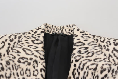 Dolce & Gabbana Men's White Leopard Single Breasted Coat Blazer