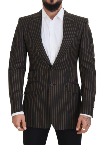 Dolce & Gabbana Men's Black Brown Stripes Single Breasted Blazer