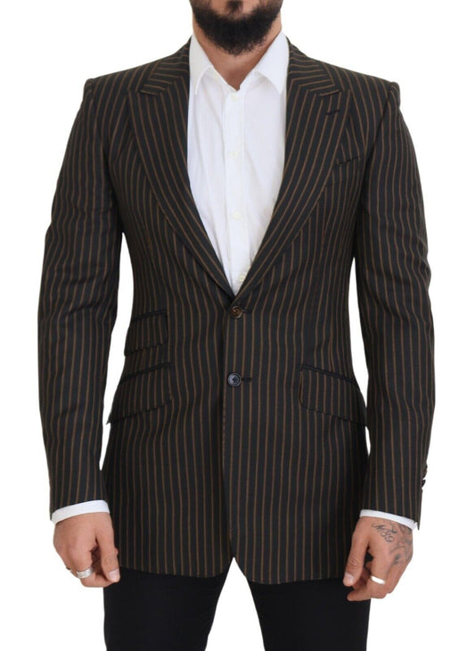Dolce & Gabbana Men's Black Brown Stripes Single Breasted Blazer