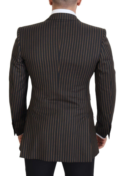 Dolce & Gabbana Men's Black Brown Stripes Single Breasted Blazer