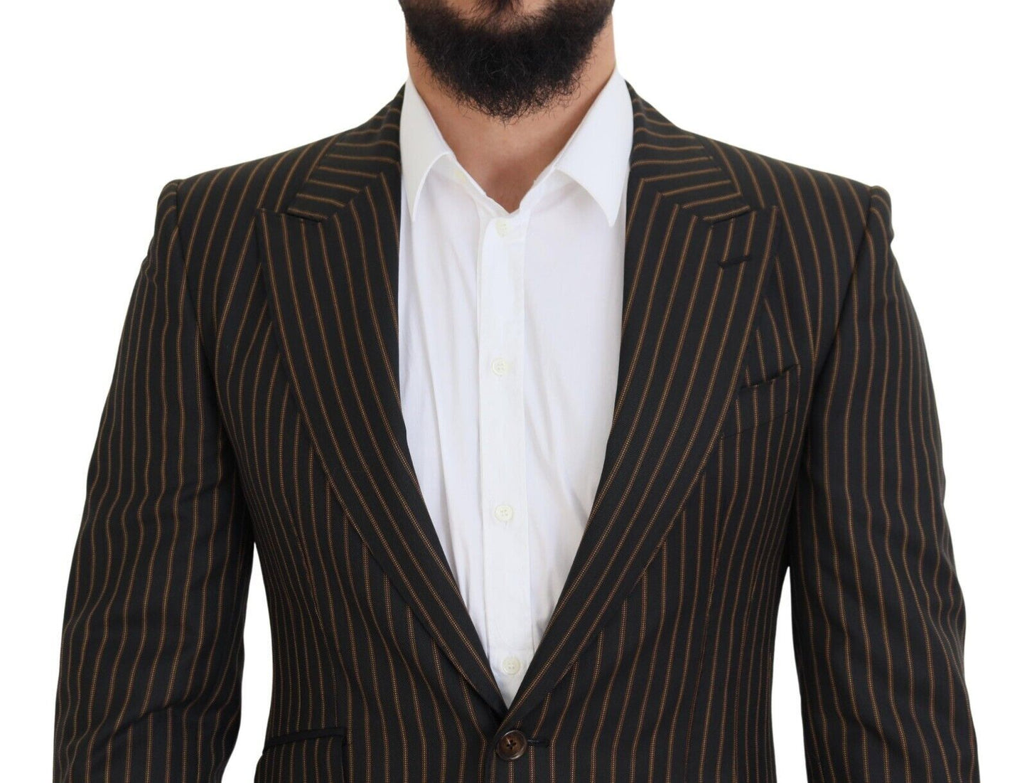 Dolce & Gabbana Men's Black Brown Stripes Single Breasted Blazer