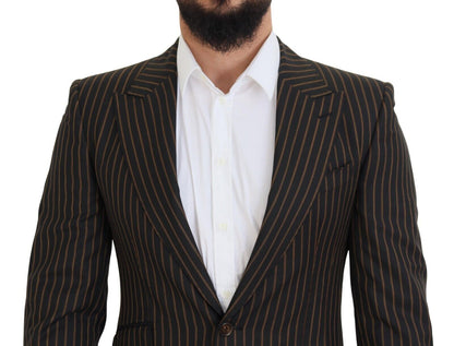 Dolce & Gabbana Men's Black Brown Stripes Single Breasted Blazer