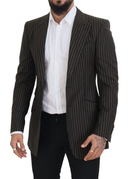 Dolce & Gabbana Men's Black Brown Stripes Single Breasted Blazer