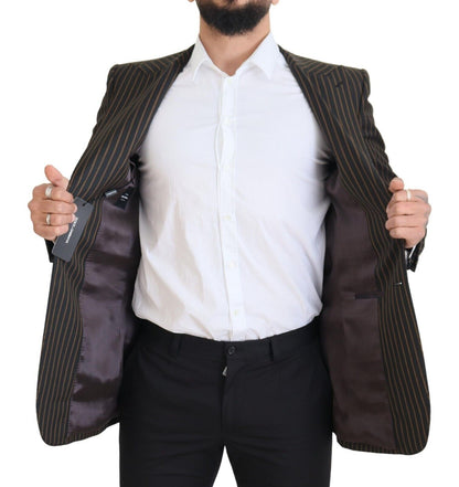Dolce & Gabbana Men's Black Brown Stripes Single Breasted Blazer