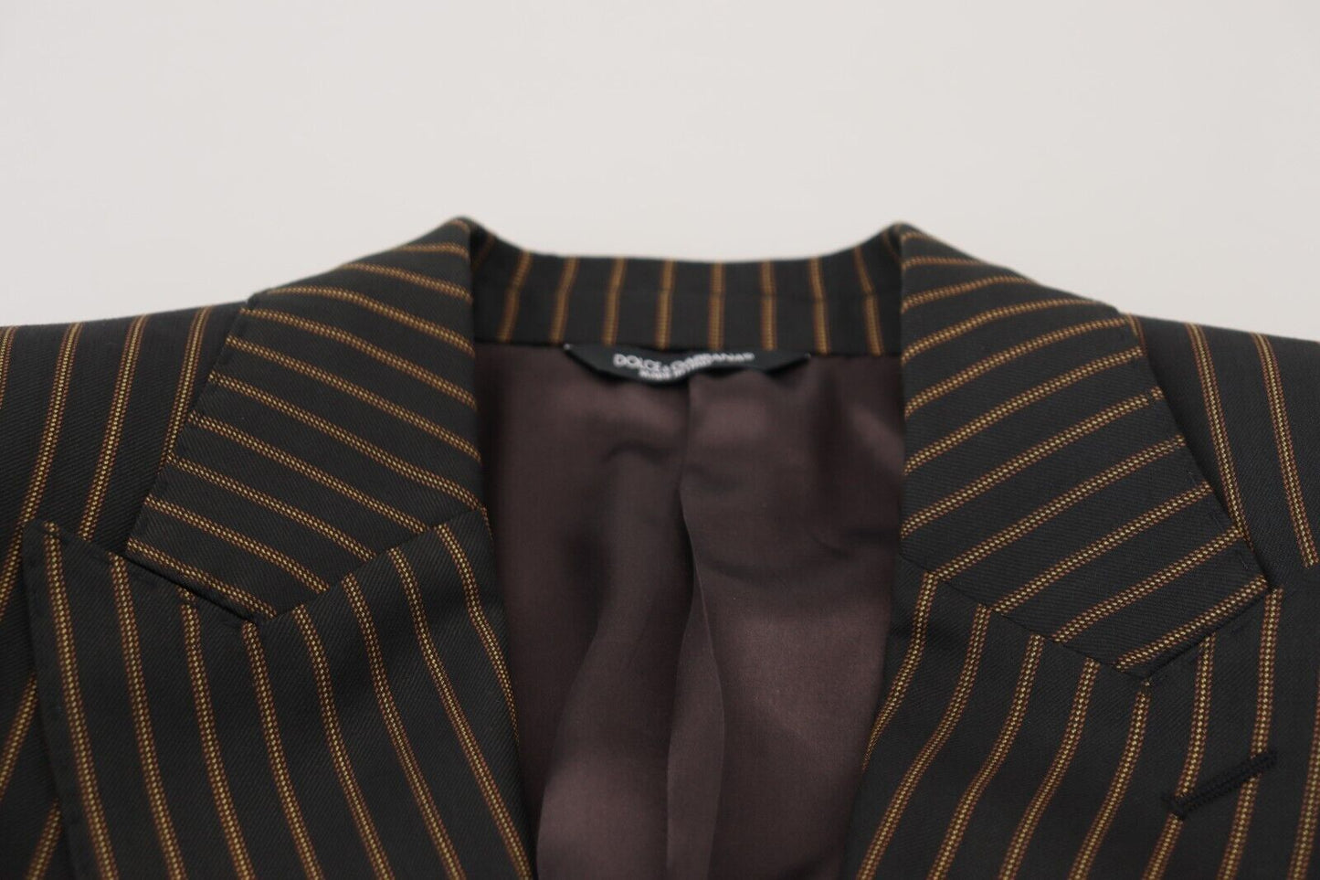 Dolce & Gabbana Men's Black Brown Stripes Single Breasted Blazer