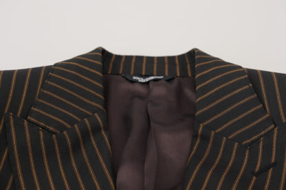 Dolce & Gabbana Men's Black Brown Stripes Single Breasted Blazer
