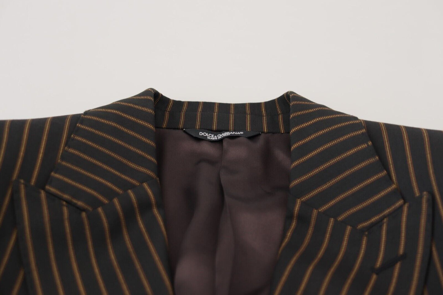 Dolce & Gabbana Men's Black Brown Stripes Single Breasted Blazer
