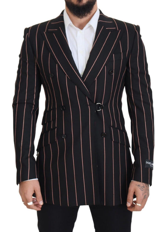 Dolce & Gabbana Men's Black Stripes Viscose Double Breasted Blazer
