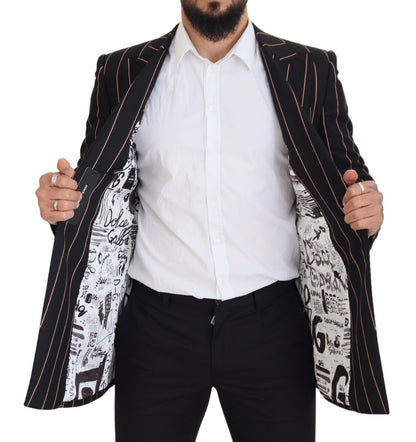 Dolce & Gabbana Men's Black Stripes Viscose Double Breasted Blazer