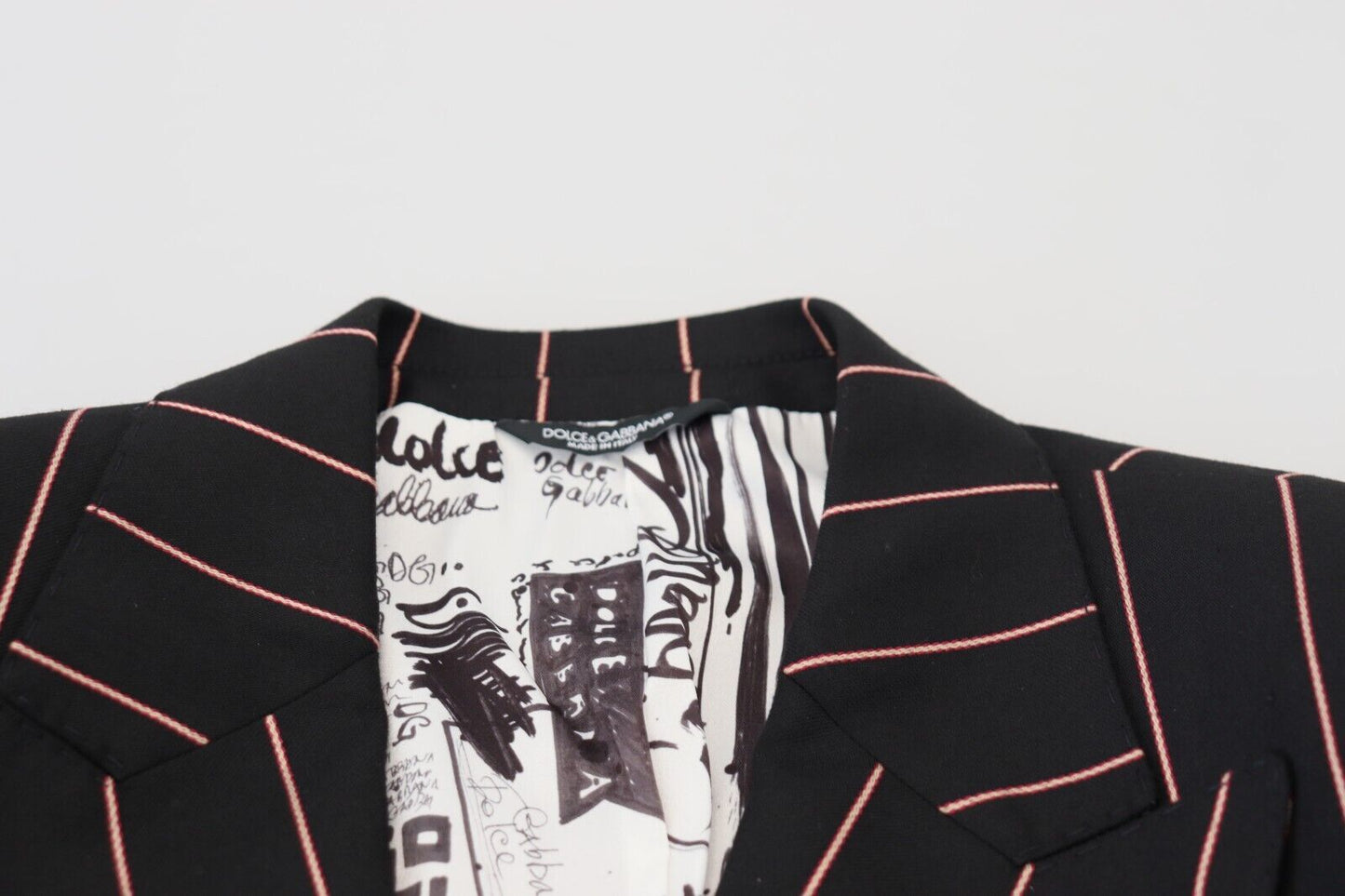Dolce & Gabbana Men's Black Stripes Viscose Double Breasted Blazer