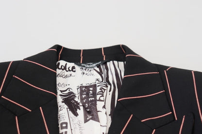 Dolce & Gabbana Men's Black Stripes Viscose Double Breasted Blazer