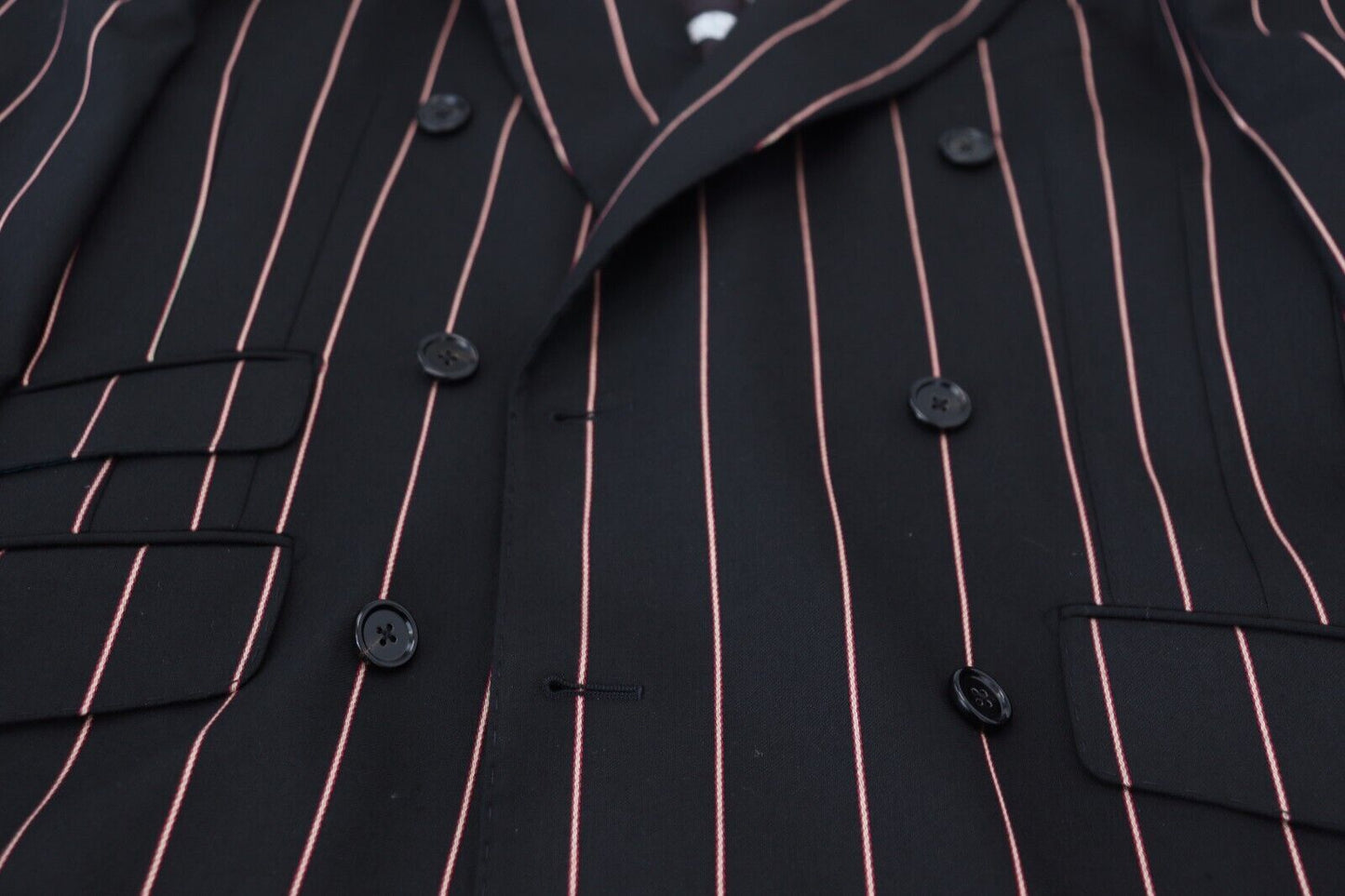 Dolce & Gabbana Men's Black Stripes Viscose Double Breasted Blazer