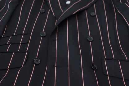 Dolce & Gabbana Men's Black Stripes Viscose Double Breasted Blazer