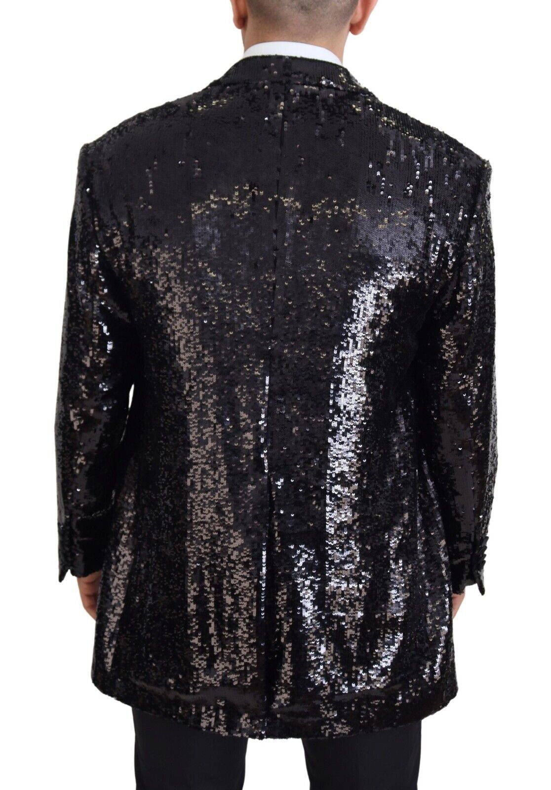 Dolce & Gabbana Men's Black Sequined Cow Pattern Nylon Blazer