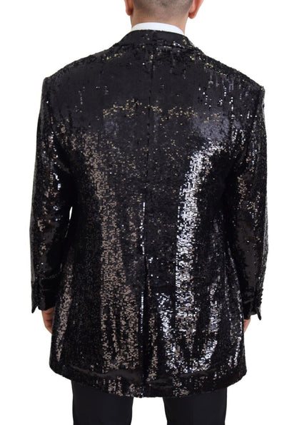 Dolce & Gabbana Men's Black Sequined Cow Pattern Nylon Blazer