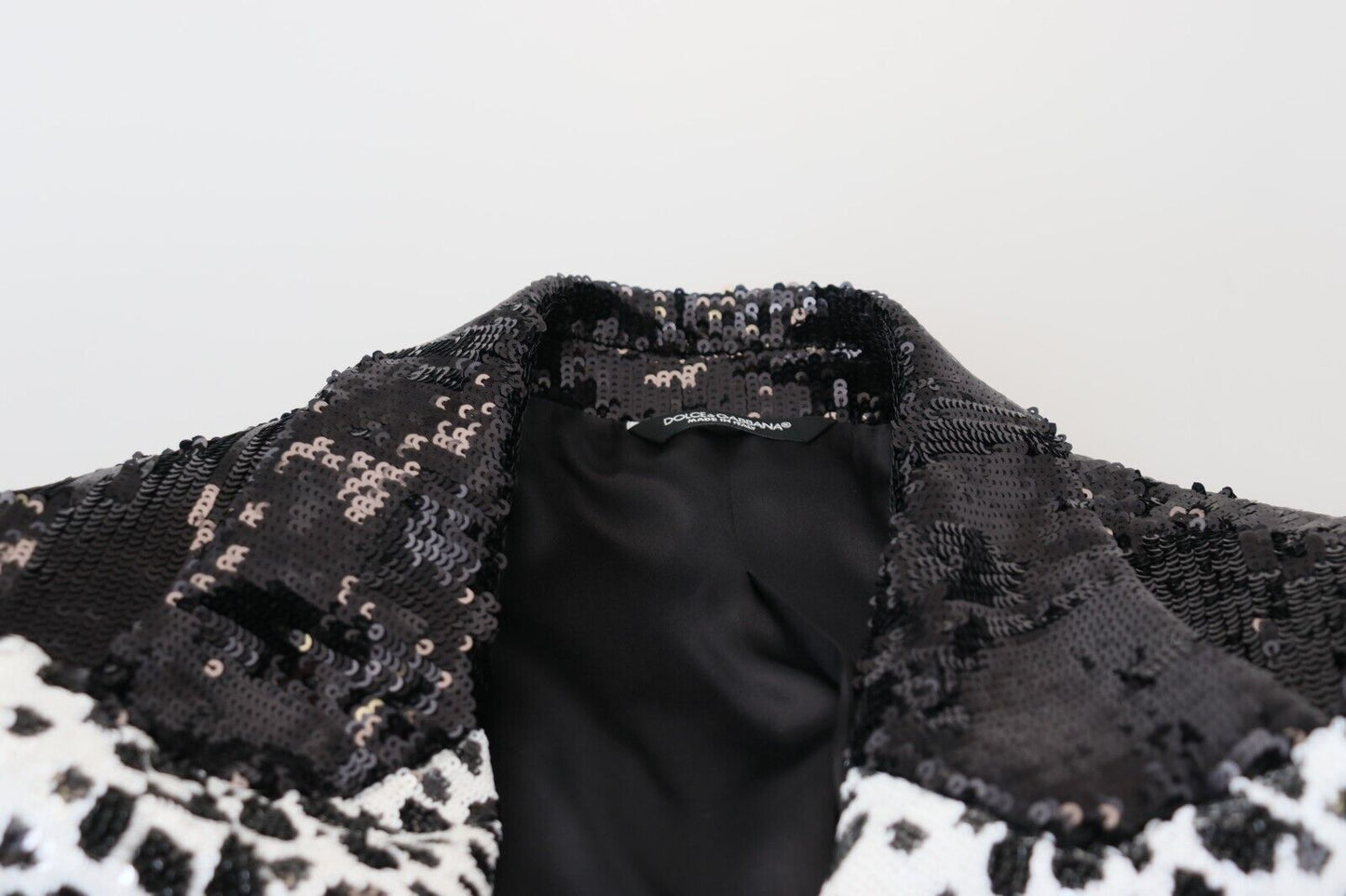 Dolce & Gabbana Men's Black Sequined Cow Pattern Nylon Blazer