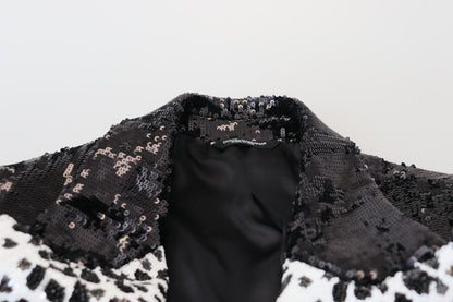 Dolce & Gabbana Men's Black Sequined Cow Pattern Nylon Blazer