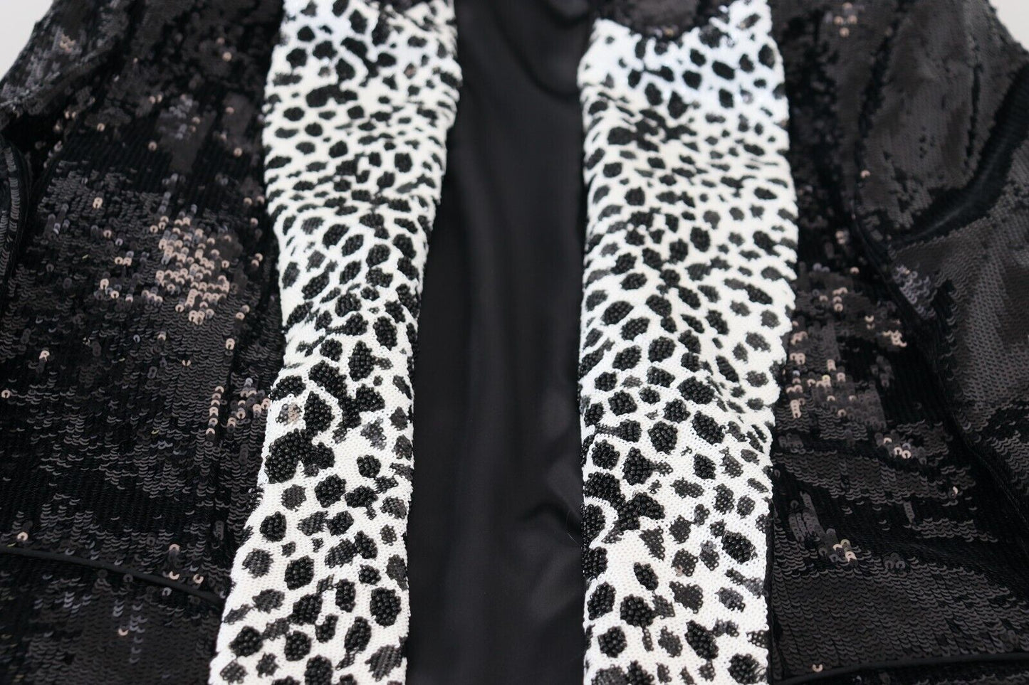 Dolce & Gabbana Men's Black Sequined Cow Pattern Nylon Blazer