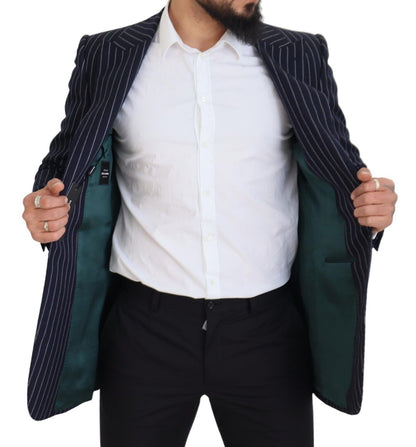 Dolce & Gabbana Men's Dark Blue Stripe Wool Single Breasted Blazer