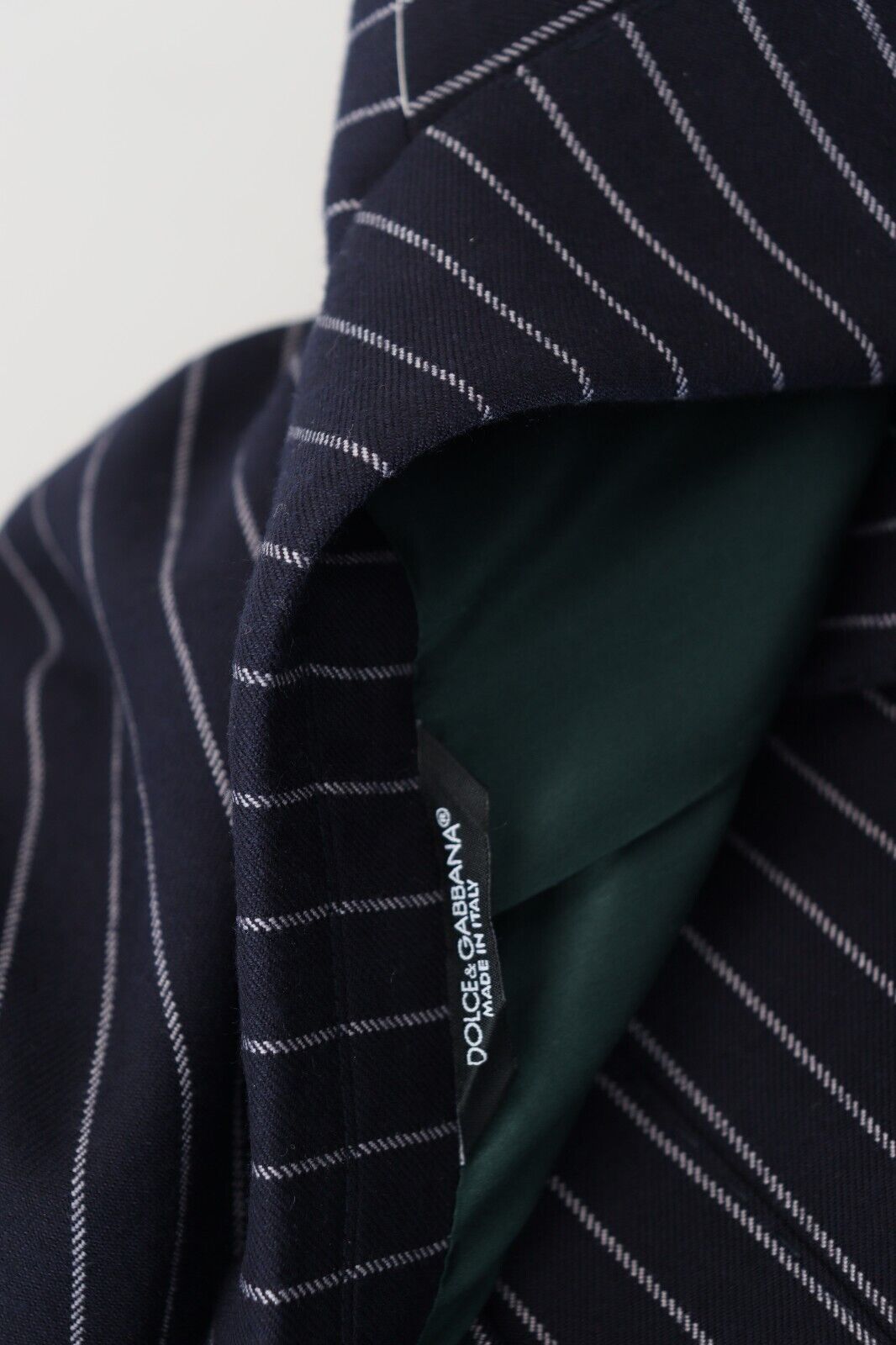 Dolce & Gabbana Men's Dark Blue Stripe Wool Single Breasted Blazer