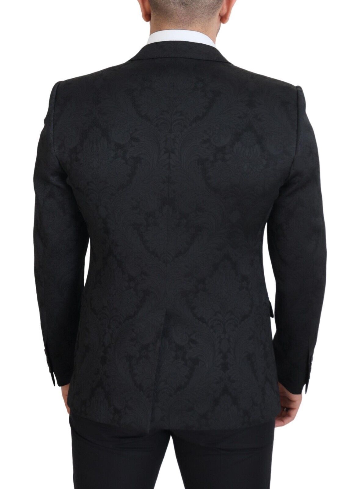 Dolce & Gabbana Men's Black Floral Brocade 2 Piece MARTINI Suit