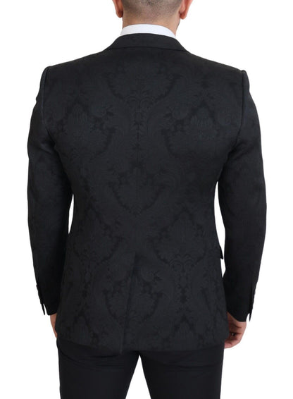 Dolce & Gabbana Men's Black Floral Brocade 2 Piece MARTINI Suit