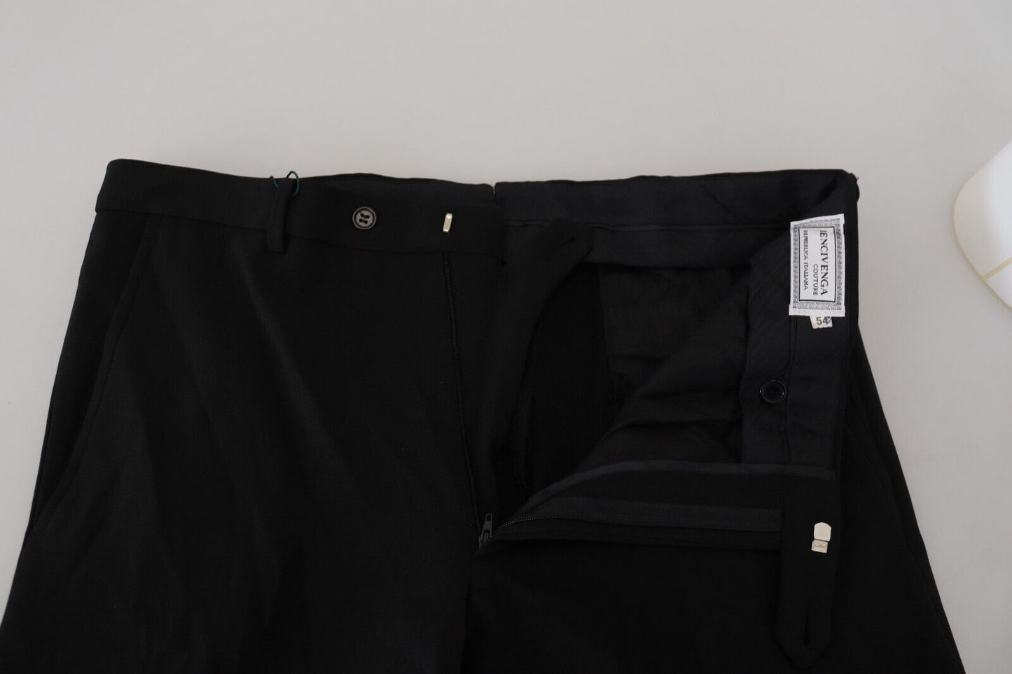Bencivenga Black Straight Fit Men Formal Trousers Pants