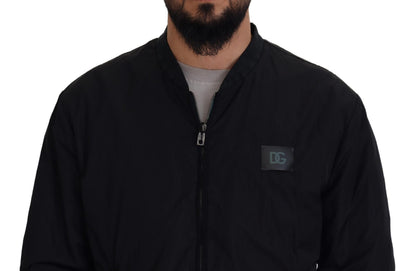 Dolce & Gabbana Men's Black Nylon Logo Bomber Zipper Jacket