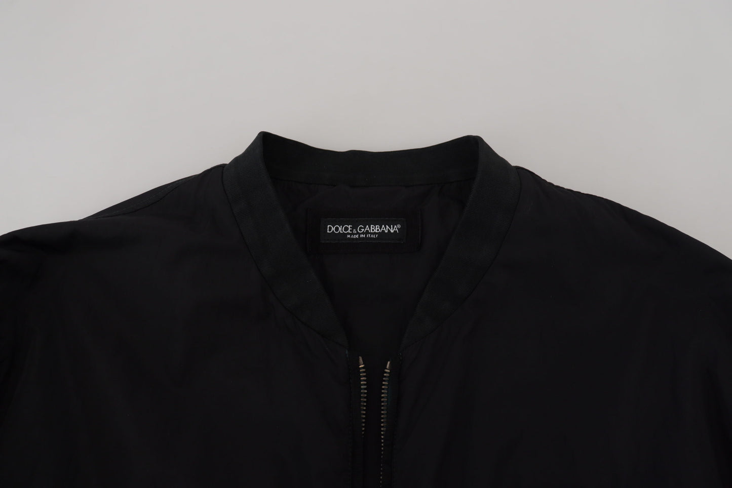 Dolce & Gabbana Men's Black Nylon Logo Bomber Zipper Jacket